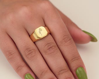 Signet Birthflower Rings