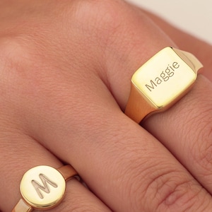 Custom Signet Ring Sterling Silver Signet Rings for Women Signet Ring Gold Signet Ring Gift for Her, Christmas Gift, Mothers Day Gift