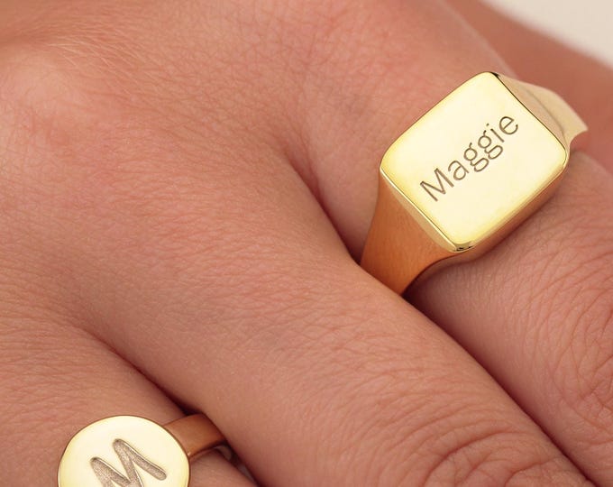 Custom Signet Ring Sterling Silver Signet Rings for Women Signet Ring Gold Signet Ring Gift for Her, Christmas Gift, Mothers Day Gift