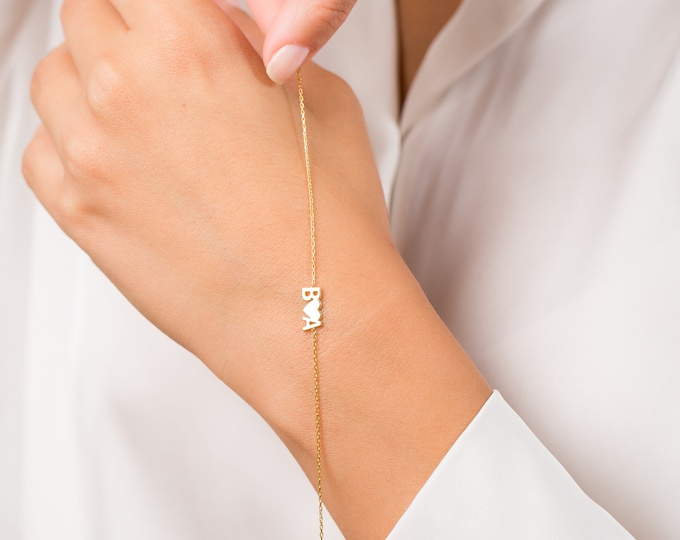 Letter Bracelet - Custom Name Bracelet - Attached Letters and Symbols