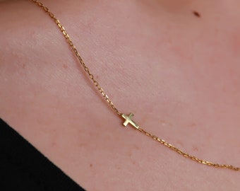 Sideways Cross Necklace - Cross Pendant - Perfect Gift for Mom