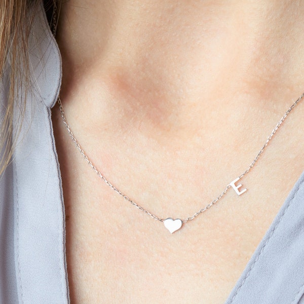 Minimalist Name Necklace - Personalized Initial Necklace - Sterling Silver and Gold - Dainty Chain and Simple Style