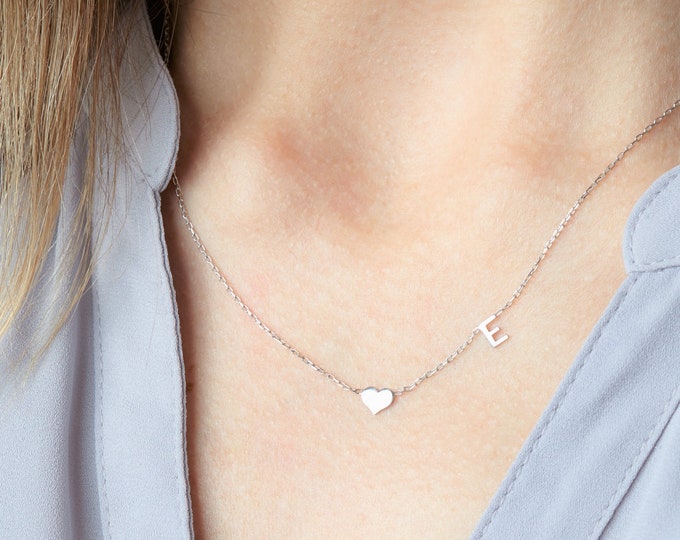 Minimalist Name Necklace - Personalized Initial Necklace - Sterling Silver and Gold - Dainty Chain and Simple Style