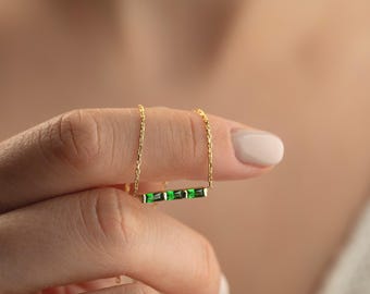 Baguette Birthstone Necklace