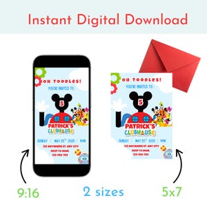 Mickey Mouse Clubhouse Birthday Invitation – Editable Canva Template ...