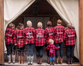 bride and bridesmaid flannels