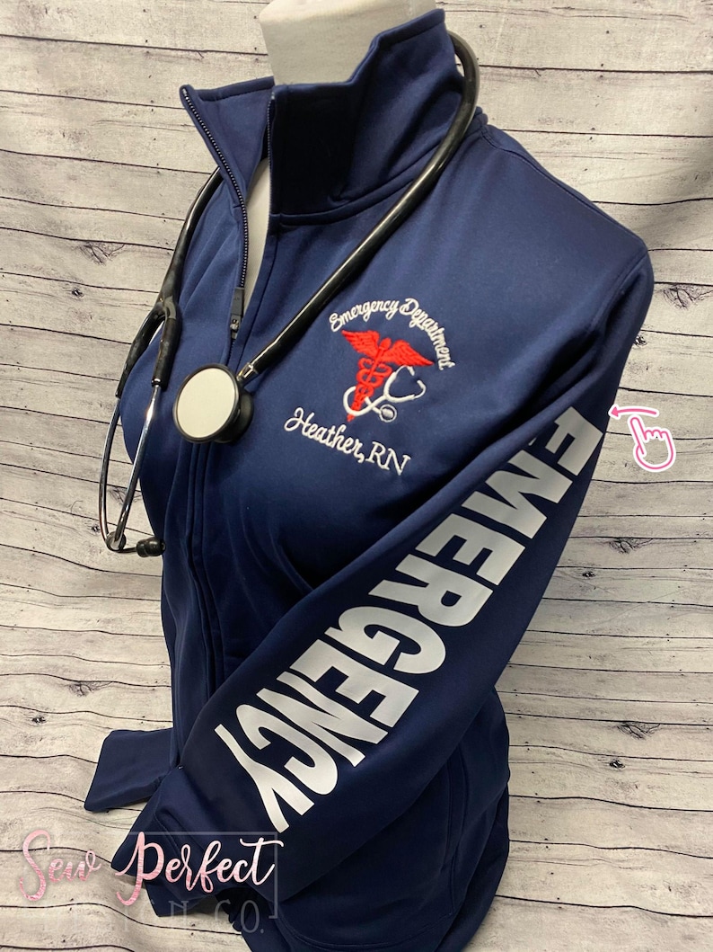 Personalized ER nurse RN Jacket Medical Caduceus Design Lpn Etsy
