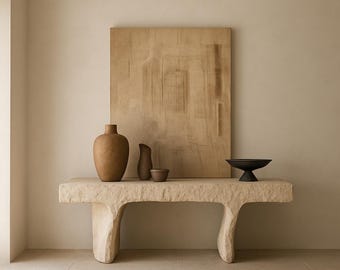 Handmade Sculptural Console Table, Wabi Sabi Stone Look Entryway Furniture