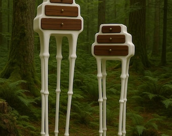Surrealist Drawer Cabinet: Asymmetrical Leggy Dresser, Wabi Sabi Decor