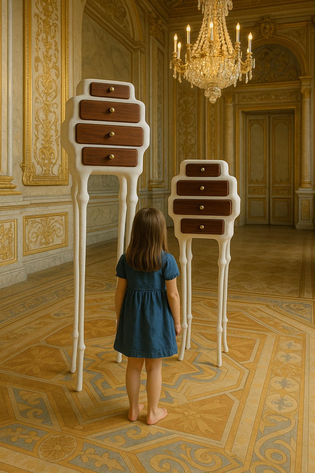 Surrealist Leggy Drawer Cabinet: Wabi Sabi Art Furniture