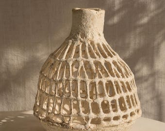 One of a kind Wabi Sabi Sculptural Vase ,Handmade Organic Textured Art