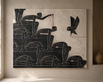 Wake, Handcrafted Sculptural Wood Wall Art , 3D Contemporary Relief Panel ,Luxury Wabi-Sabi Statement Artwork