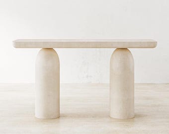 Sculptural Tadelakt Console Table, Minimalist Entryway Furniture, Wabi Sabi Statement Piece