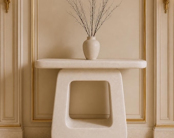 Wabi Sabi Sculptural Console, Tadelakt Inspired Finish, Functional Art Piece