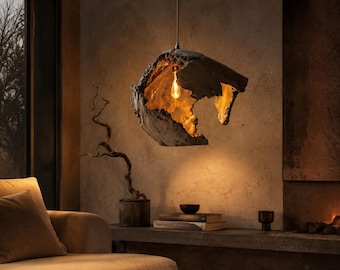 Sculptural Driftwood Pendant Lamp , Organic Wabi Sabi Lighting ,Handcrafted Statement Light.