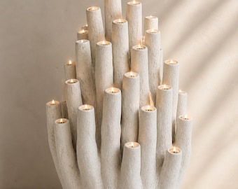 Wabi Sabi Coral Candle Holder, Hand Sculpted Stone Texture, Organic Sculpture, Luxury Decor