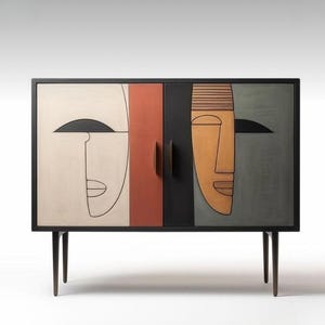 デザインはユニークなfait main avec console Wabi Sabi、style boheme、décoration neutre style Japandi école shiro Kuramata