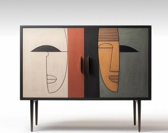 Design unique fait main avec console Wabi Sabi, style bohème, décoration neutre style Japandi école shiro kuramata