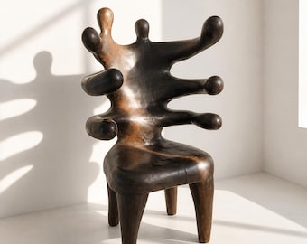 Organic handmade Sculptural Chair in Dark Tadalakt color – Minimalist Art Furniture