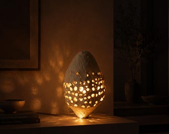 Handmade Organic Eclipse Lamp,wabi Sabi design, natural texture