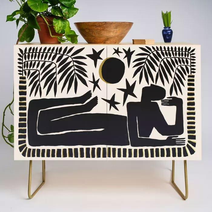 Iconic Harmonizing  organic design with Wabi Sabi console,Boho sideboard style,neutral decor Japandi style Shiro Kuramata school