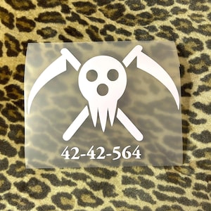 Número de muertes del Señor // Soul Eater // Calcomanías para autos // Calcomanía de anime para autos