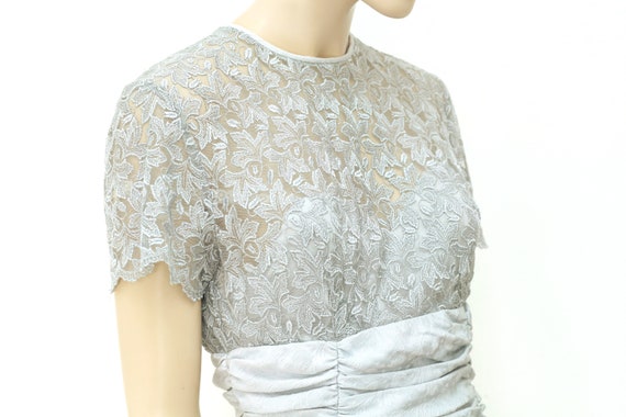 Vintage 80s lace dress, grey Size 10 - image 5