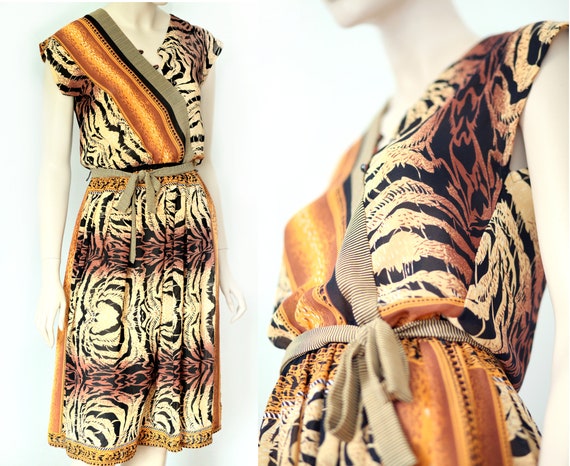 70s 80s Studio 54 disco dress animal print.