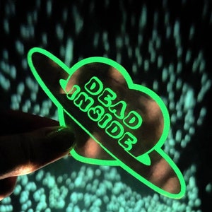 Holographic Glow in the Dark Vinyl Dead Inside Heart Stickers
