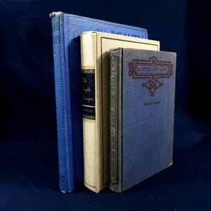 Decorative Vintage Book Bundle, Blue and Cream, Set of 3, Various sizes