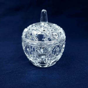 Vintage Czech Apple Shaped Lidded Crystal Ring Dish