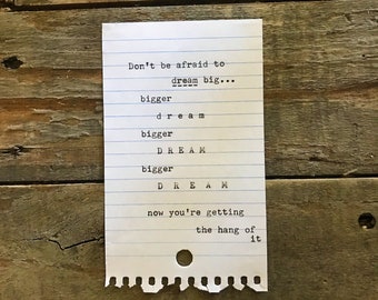 Typewriter Art. Hand Typed Letter on Vintage Typewriter - Typewritten Letter - Antique type - motivational quote. Inspirational poem