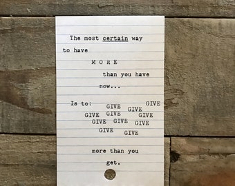 Typewriter Art. Hand Typed Letter on Vintage Typewriter - Typewritten Letter - Antique type - motivational quote. Inspirational poem