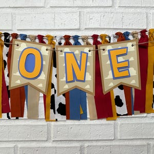 Toy Story Muted High Chair Banner * Cowboy ONE High chair banner * Retro Toy Story * Cowboy Banner