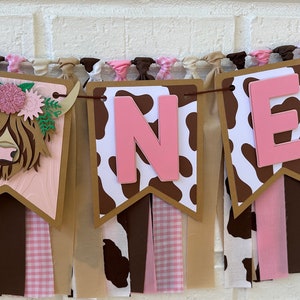 Highland Cow High Chair Banner * Highland Cow first Birthday * Highland Cow Party * Highland Cow Decor * Pink Highland Cow High Chair Banner