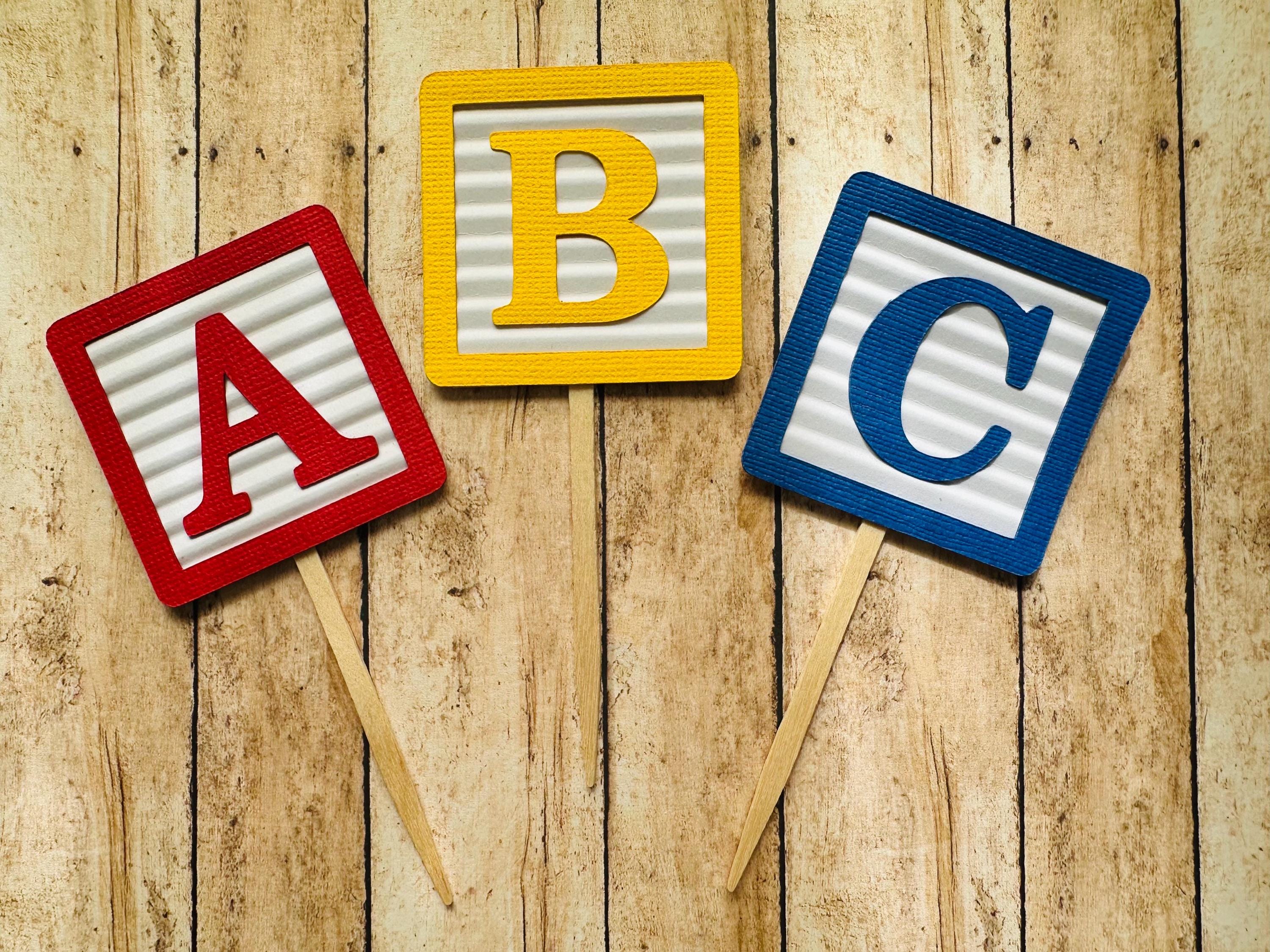 ABC Block Cupcake Toppers: ABC Party Decorations - Etsy