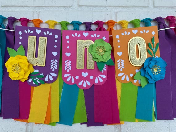 Fiesta High Chair Banner: First Birthday Papel Picado Decor
