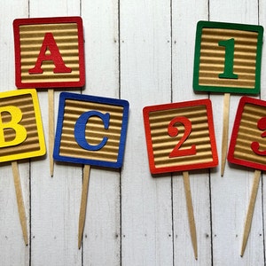 ABC Block cupcake toppers *ABC Party * ABC Block Birthday * Alphabet cupcake toppers