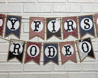 My First Rodeo Banner: Burlap Cowboy Party Decor
