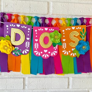Fiesta High Chair Banner: First Birthday Papel Picado Decor DOS AND GARLAND