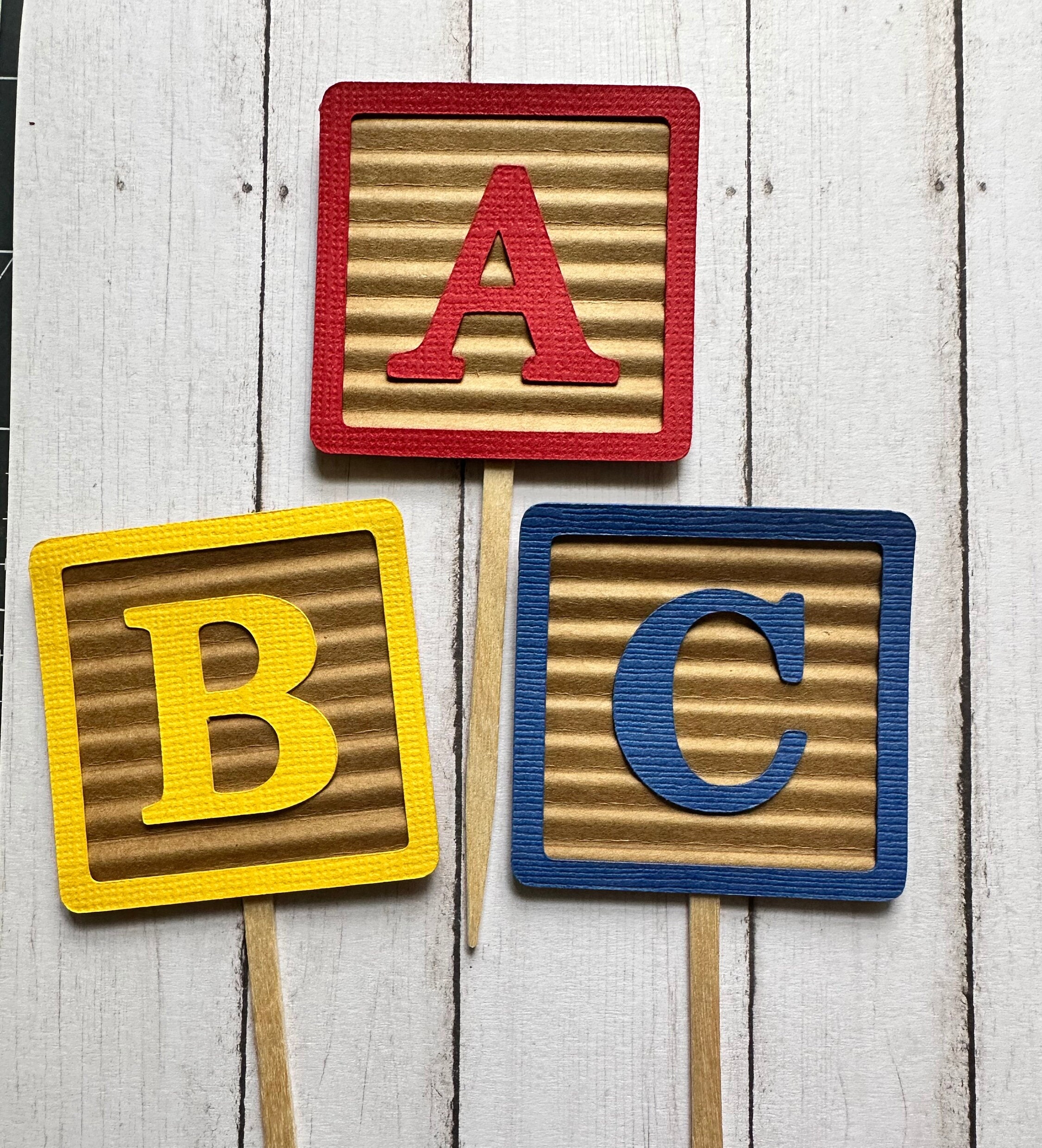 ABC Block Cupcake Toppers: Alphabet Birthday Party Decor - Etsy