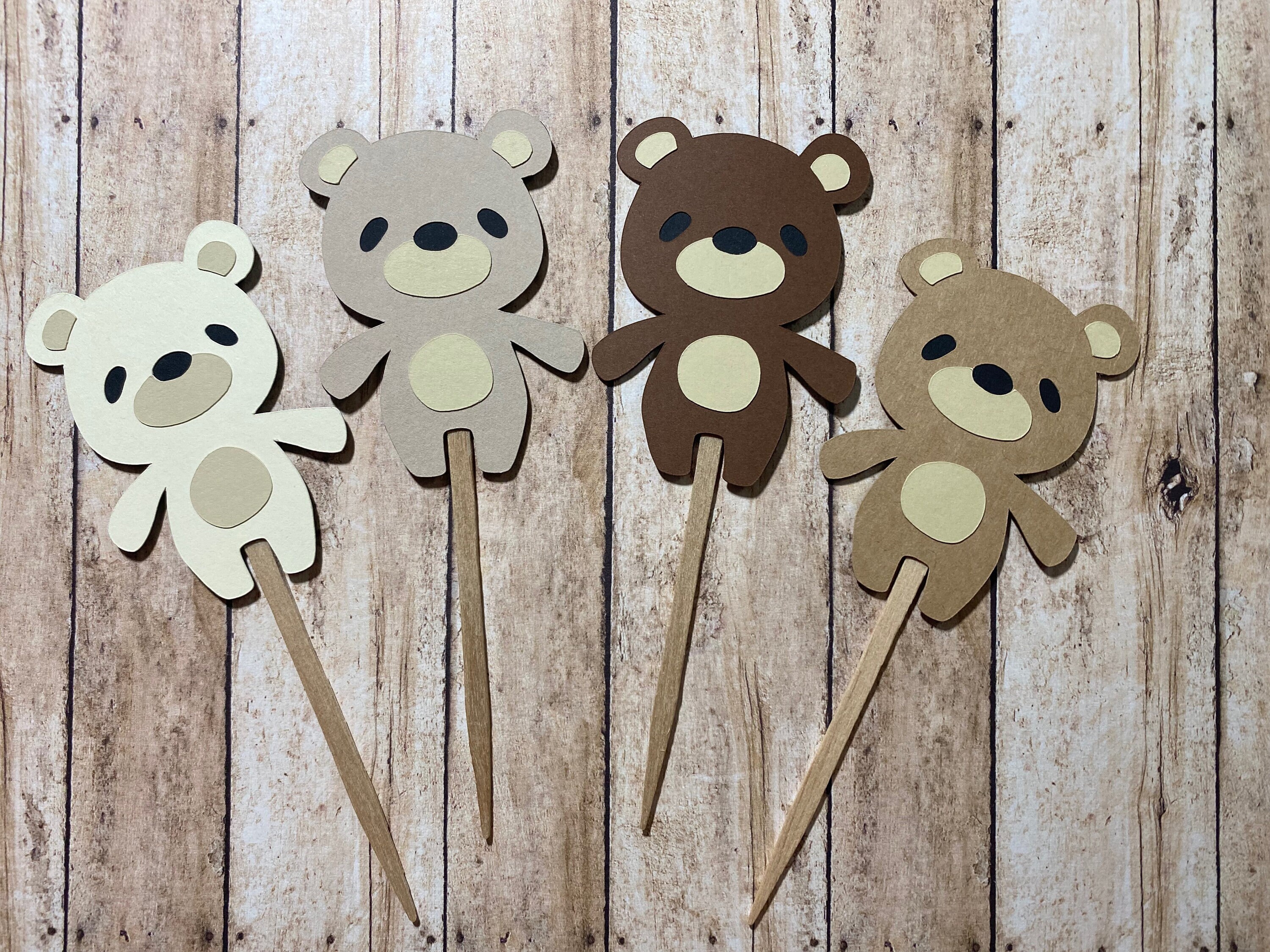 Bear Cupcake Toppers Teddy Bear Cupcake Toppers Bear Theme First Birthday Bear Party Decor We Can Bearly Wait Decor