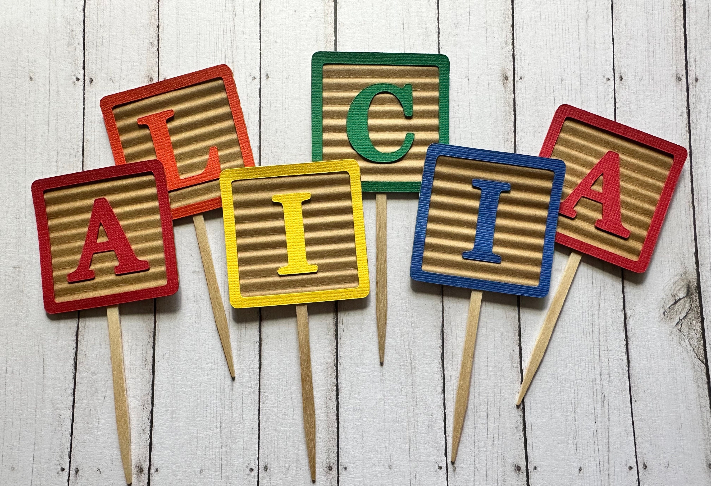 Abc Block Topper ABC Block Cupcake Toppers: Alphabet Birthday Party Decor - Etsy