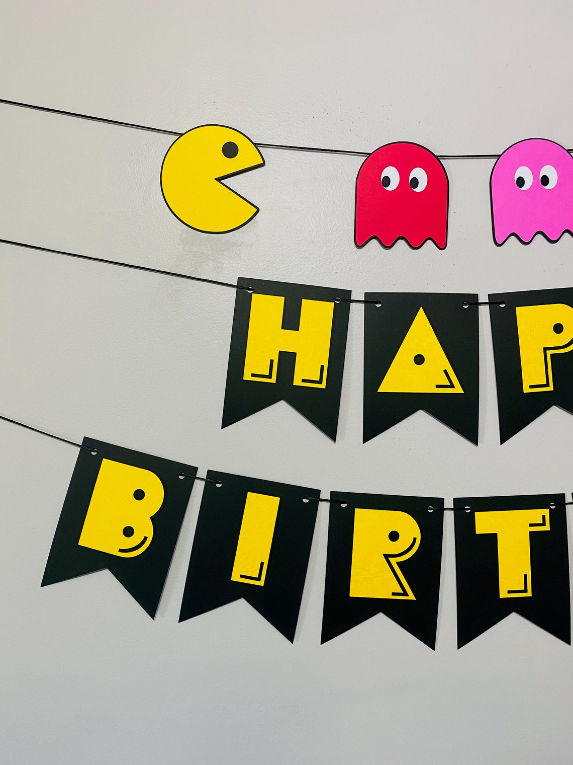 PACMAN Happy Birthday Banner Pacman Banner Retro Party | Etsy