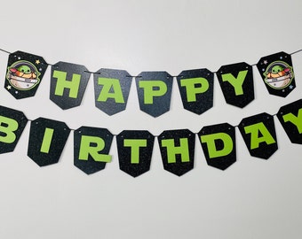 Baby Alien Happy Birthday banner * outer space Banner * Space Party Decor * Outer Space baby Alien Birthday