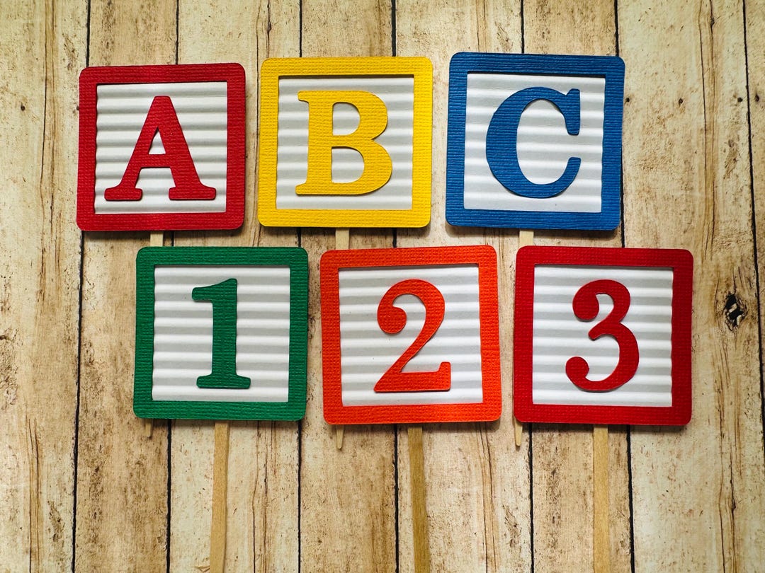 ABC Block Cupcake Toppers *ABC Party * ABC Block Birthday * Alphabet ...