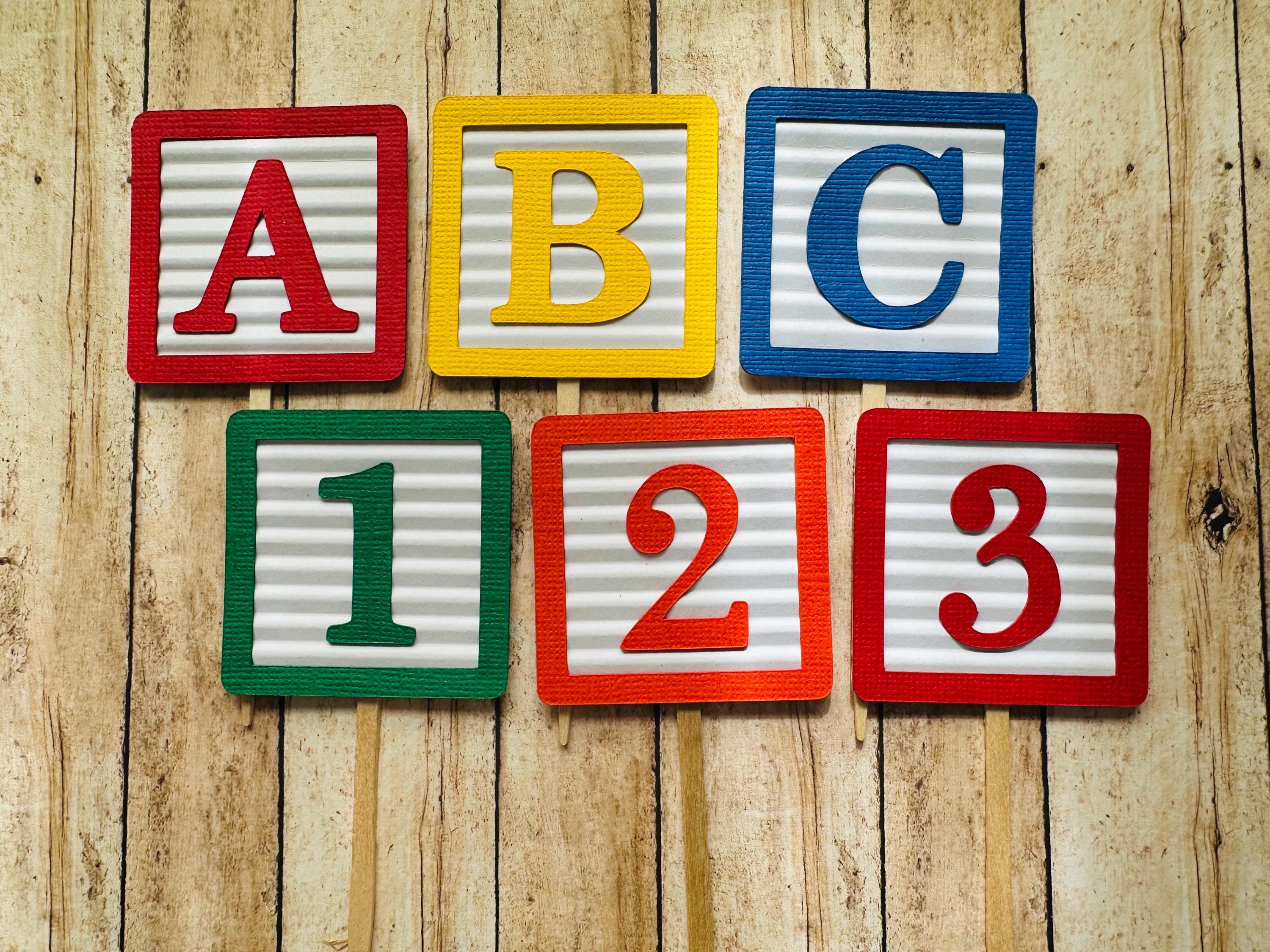 ABC Block Cupcake Toppers: ABC Party Decorations - Etsy