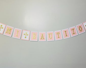 Mi Bautizo Banner * Christening Banner * My Baptism Banner * Bautizo * Party Banner * Party Decor * Girl Baptism banner * Pink Banner