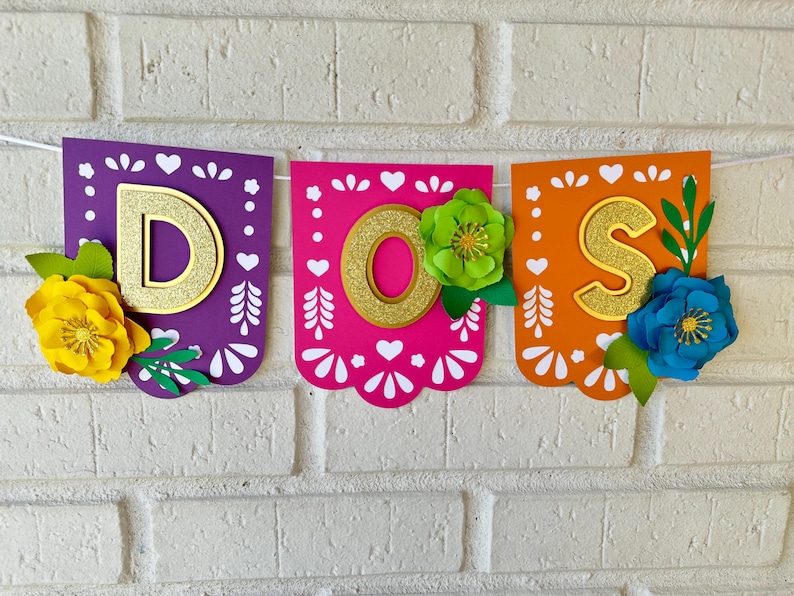 Fiesta High Chair Banner: First Birthday Papel Picado Decor DOS BANNER ONLY