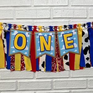 Toy Story High Chair Banner ONE Cowboy Banner Cowboy Fabric Garland Cowboy First Birthday Western Party Decor Country Party Etsy